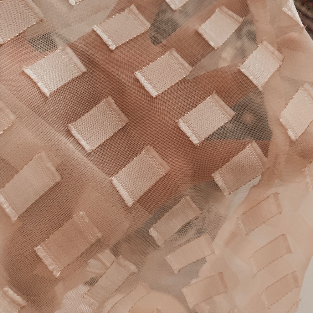Vintage cream sheer champagne rectangle print top - Picture 4 of 8